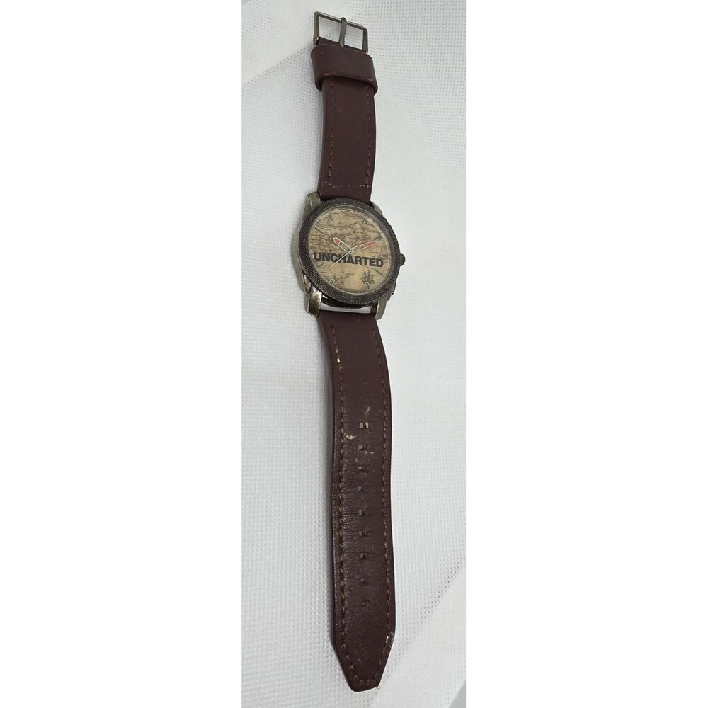Men's Sony Uncharted 4 A Thief End Round World Map Dial Brown Leather Watch 07 - Picture 6 of 9